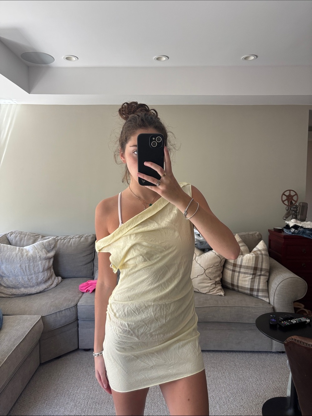 Lioness Pale Yellow One-Shoulder Mini Dress